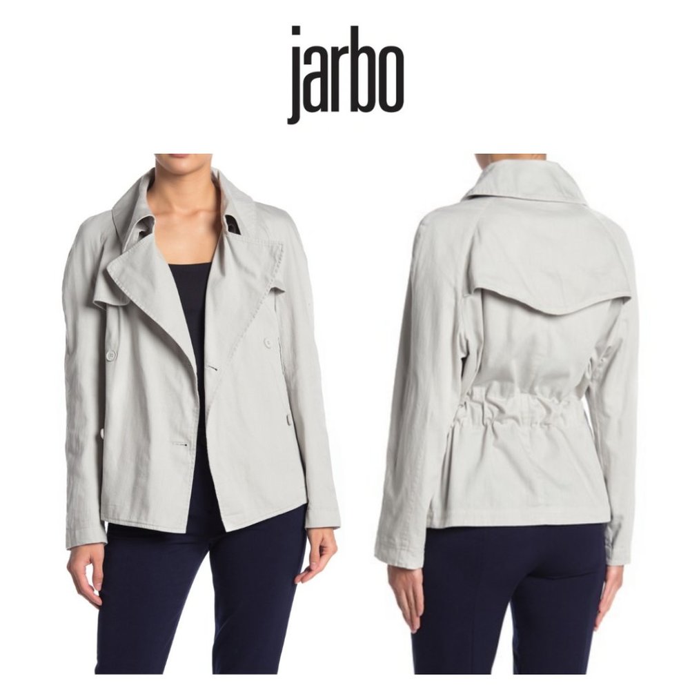 Jarbo Cropped Cotton Trench Jacket in Ice Blue
